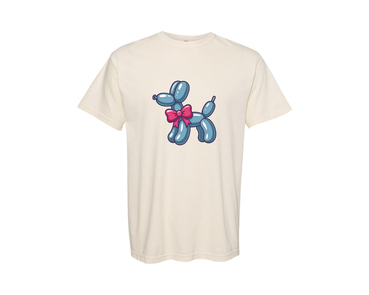 brand:Comfort Colors|color:Ivory|Pink Bow Balloon Dog 3 Graphic T-Shirt