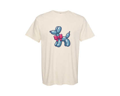 brand:Comfort Colors|color:Ivory|Pink Bow Balloon Dog 3 Graphic T-Shirt