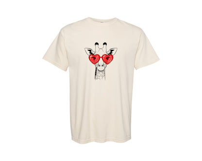 brand:Comfort Colors|color:Ivory|Hand Drawn Giraffe Valentine Graphic T-Shirt