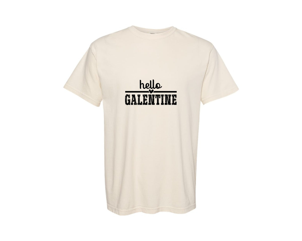 brand:Comfort Colors|color:Ivory|Hello Galentine Hello Valentine Graphic T-Shirt