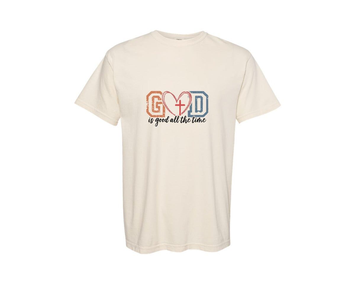 brand:Comfort Colors|color:Ivory|God Is Good Boho Christian Graphic T-Shirt
