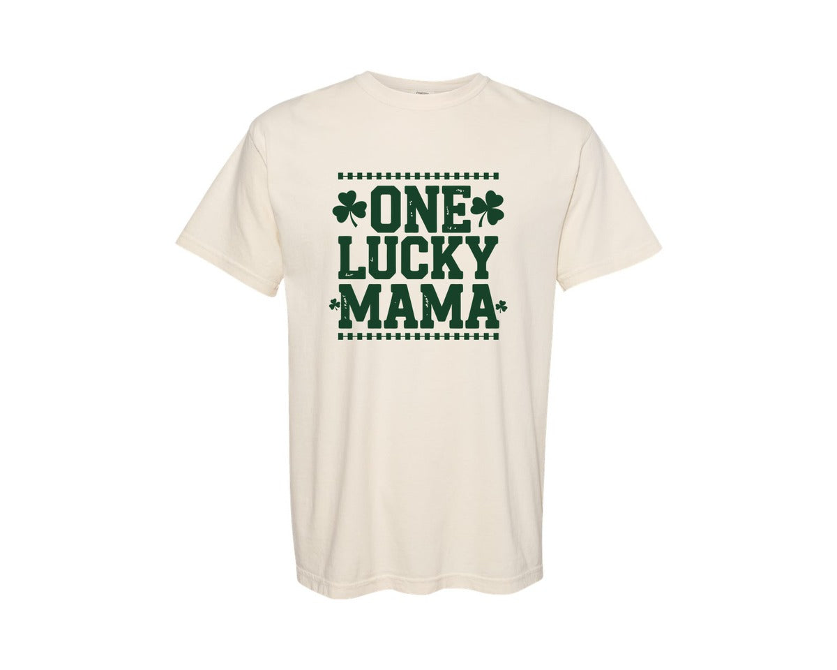 brand:Comfort Colors|color:Ivory|One Lucky Mama Design 40 Graphic T-Shirt