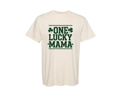 brand:Comfort Colors|color:Ivory|One Lucky Mama Design 40 Graphic T-Shirt
