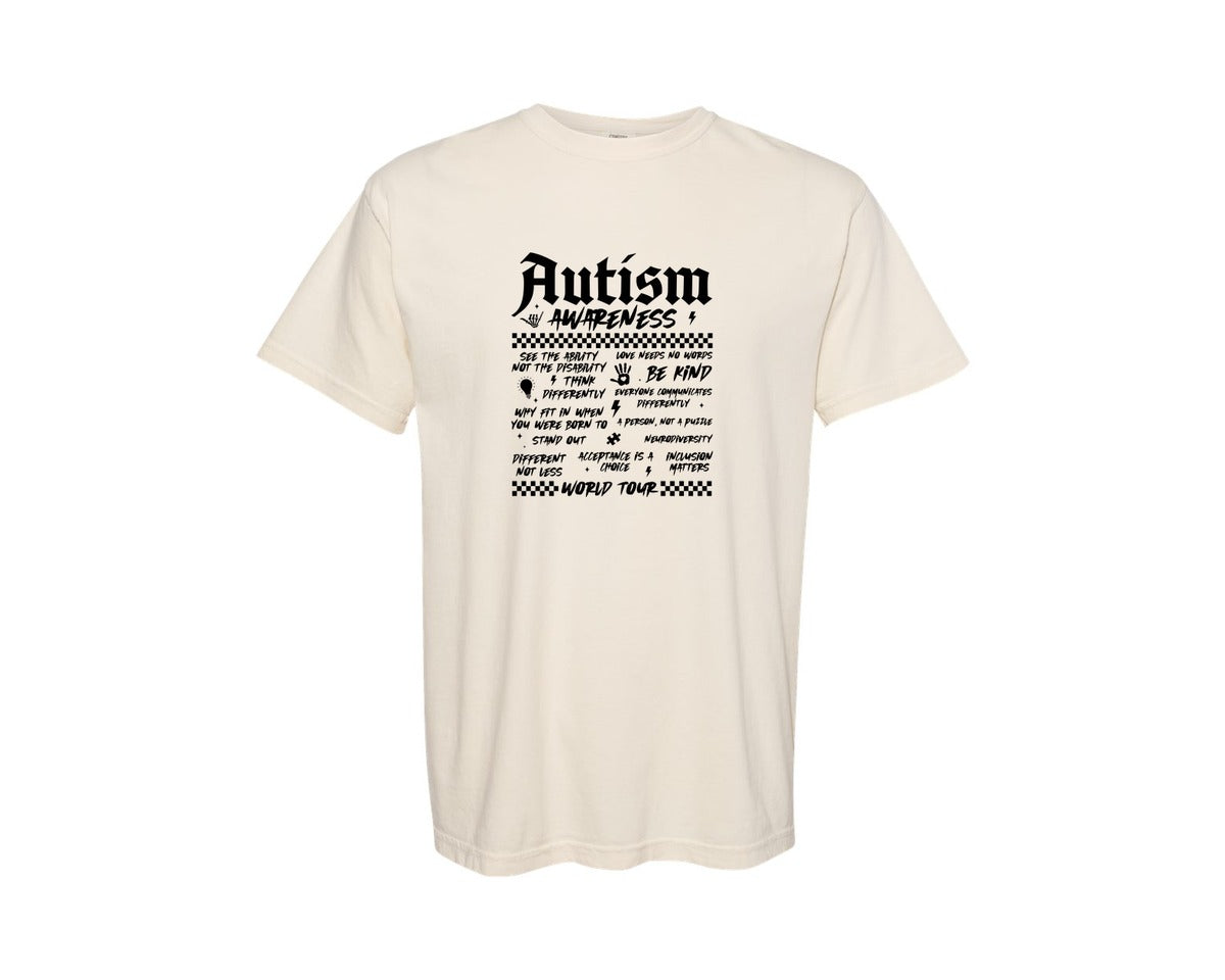 brand:Comfort Colors|color:Ivory|Autism Awareness Retro Autism Graphic T-Shirt