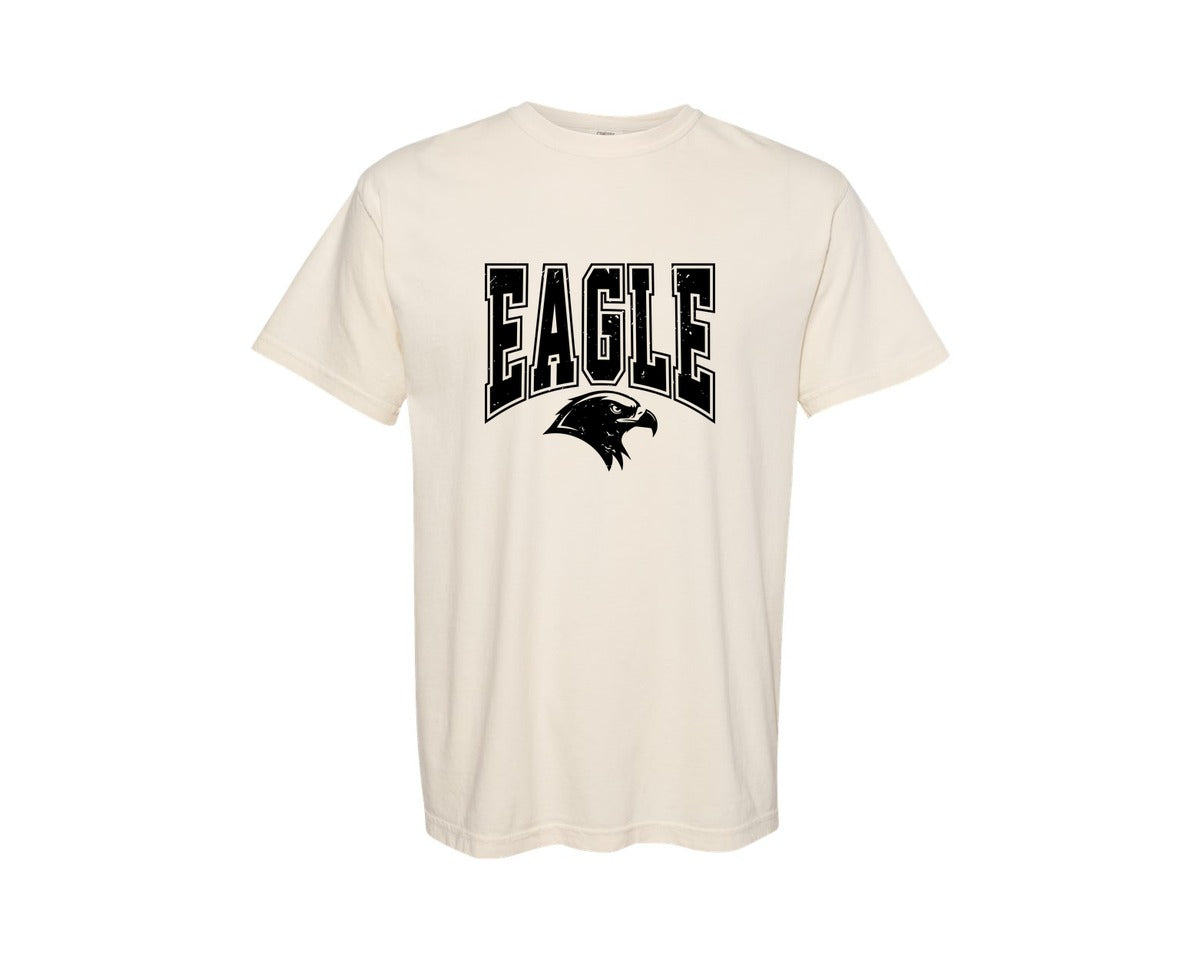 brand:Comfort Colors|color:Ivory|Varsity Retro Eagle Eagles Distressed Graphic T-Shirt