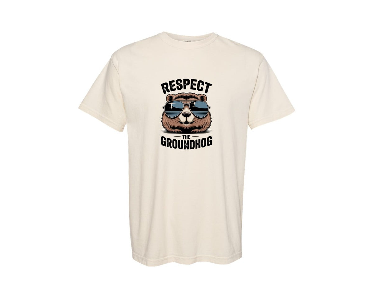 brand:Comfort Colors|color:Ivory|Respect The Groundhog Art 2 Graphic T-Shirt