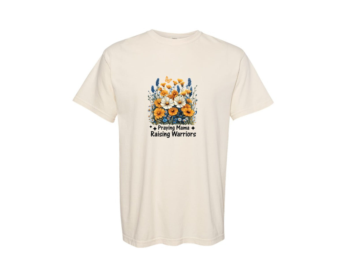 brand:Comfort Colors|color:Ivory|Praying Mama Boho Floral Mama 2 Graphic T-Shirt