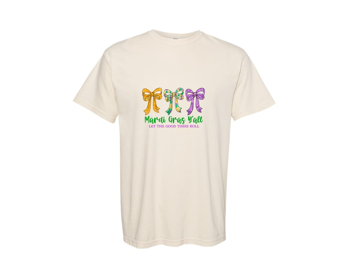 brand:Comfort Colors|color:Ivory|Preppy Mardi Gras Yall Mardi Gras 10 Graphic T-Shirt