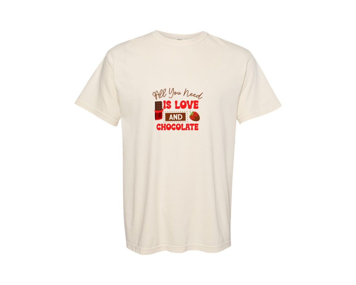brand:Comfort Colors|color:Ivory|All You Need Is Love And Chocolate 12 Graphic T-Shirt