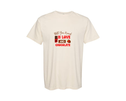 brand:Comfort Colors|color:Ivory|All You Need Is Love And Chocolate 12 Graphic T-Shirt