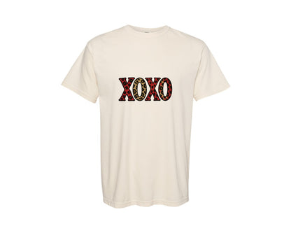 brand:Comfort Colors|color:Ivory|Xoxo Leopard Red Valentines Graphic T-Shirt