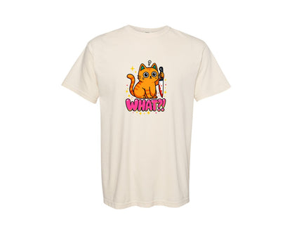 brand:Comfort Colors|color:Ivory|Cute Creepy Kitty What Graphic T-Shirt