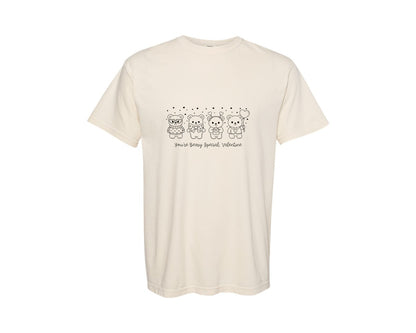 brand:Comfort Colors|color:Ivory|Cute Valentine Teddy Bear Love Print Graphic T-Shirt