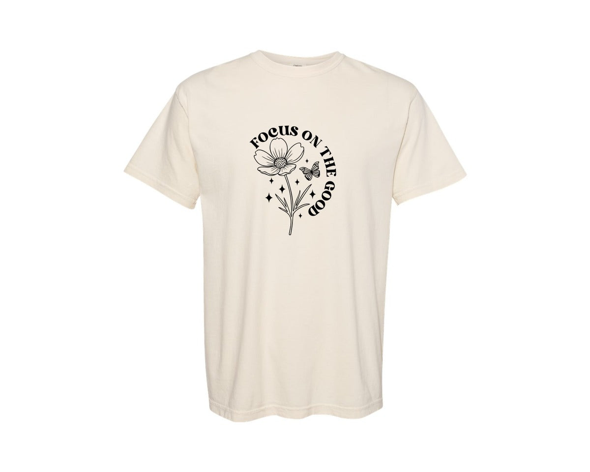 brand:Comfort Colors|color:Ivory|Focus On The Good Motivational Graphic T-Shirt