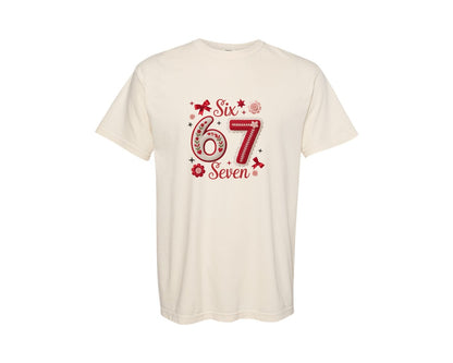 brand:Comfort Colors|color:Ivory|Six Seven Coquette Bow Valentine Graphic T-Shirt