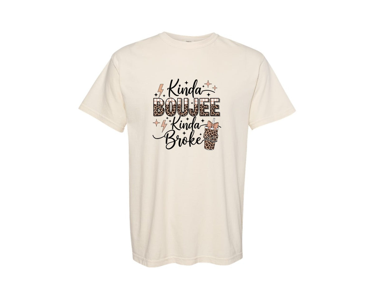 brand:Comfort Colors|color:Ivory|Kinda Boujee Kinda Broke 4 Graphic T-Shirt