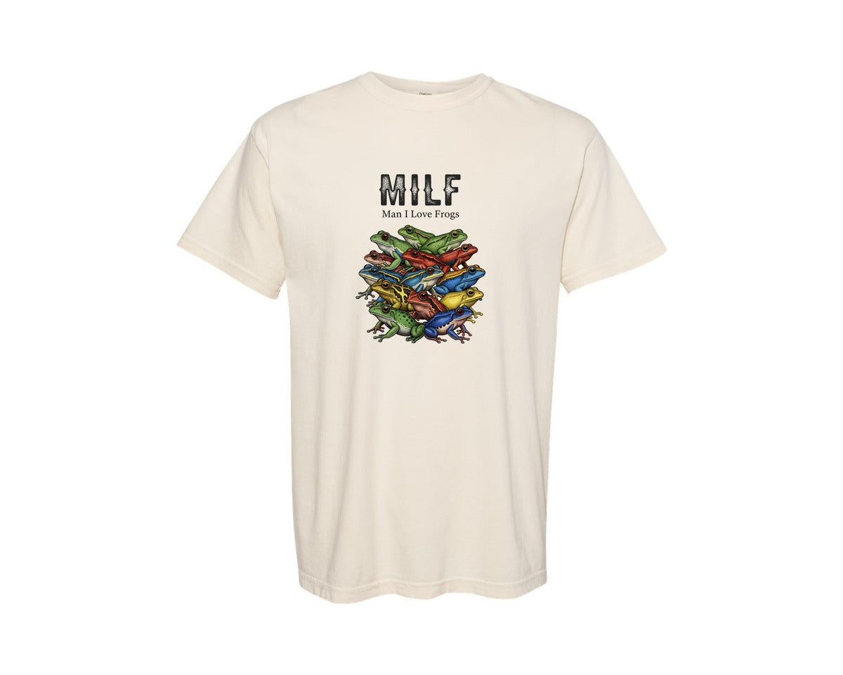 brand:Comfort Colors|color:Ivory|Milf Man I Love Frogs Funny Frog Graphic T-Shirt
