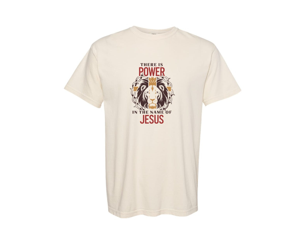 brand:Comfort Colors|color:Ivory|There Is Power In The Name Of Jesus 10 Graphic T-Shirt