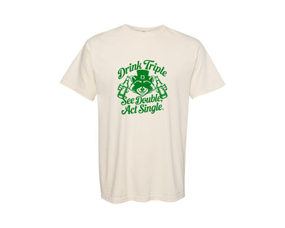 brand:Comfort Colors|color:Ivory|Drink Triple See Double Act Single D Graphic T-Shirt