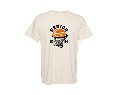 brand:Comfort Colors|color:Ivory|Senior Basketball 2024 Graphic T-Shirt