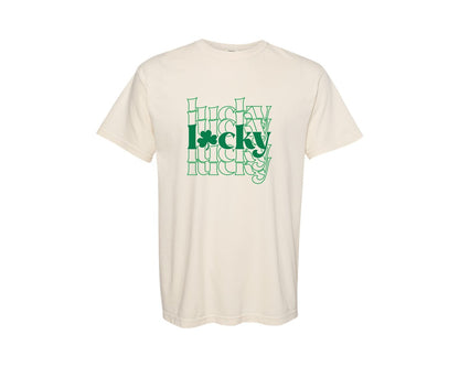 brand:Comfort Colors|color:Ivory|Lucky Shamrock St Patricks Day Clo 2 Graphic T-Shirt