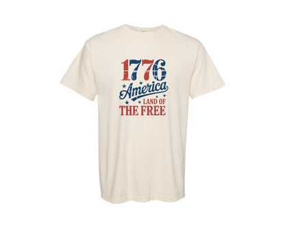 brand:Comfort Colors|color:Ivory|1776 America Land Of The Free Usa Graphic T-Shirt