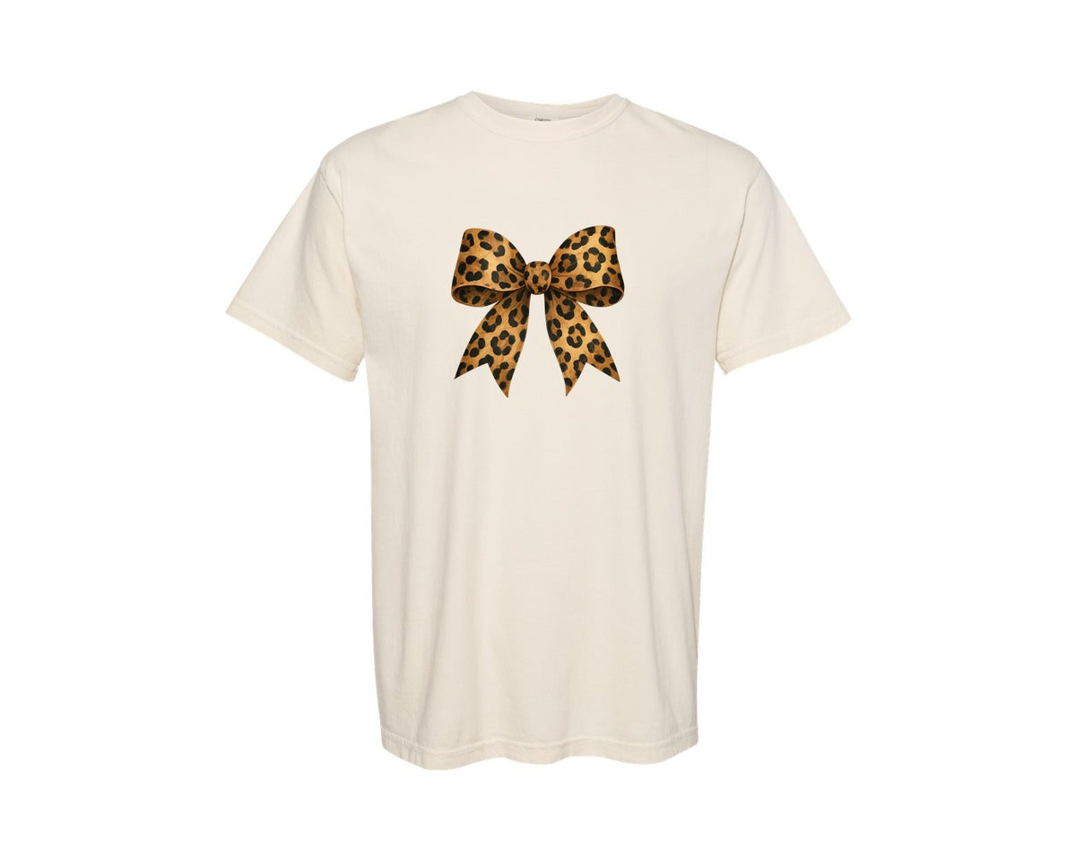 brand:Comfort Colors|color:Ivory|Coquette Leopard Bow 16 Graphic T-Shirt