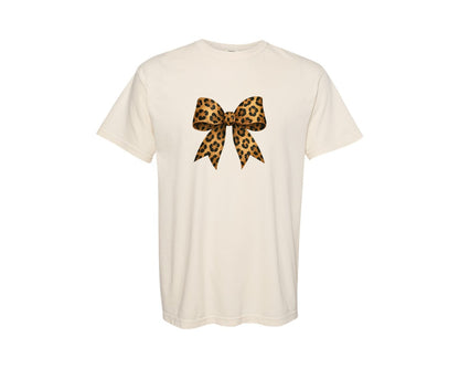 brand:Comfort Colors|color:Ivory|Coquette Leopard Bow 16 Graphic T-Shirt
