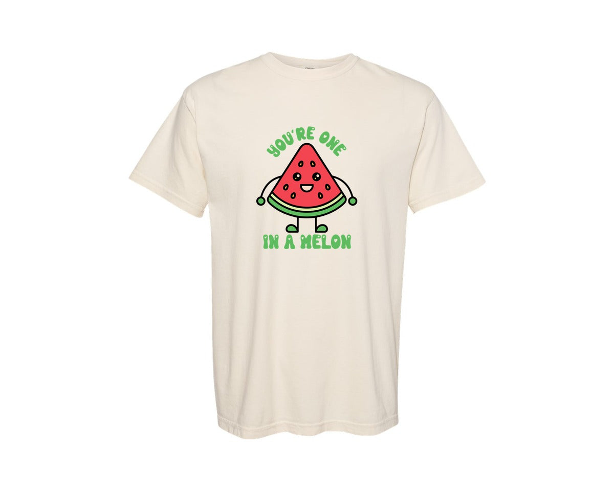 brand:Comfort Colors|color:Ivory|Youre One In A Melon Cute Fruit Pun Graphic T-Shirt