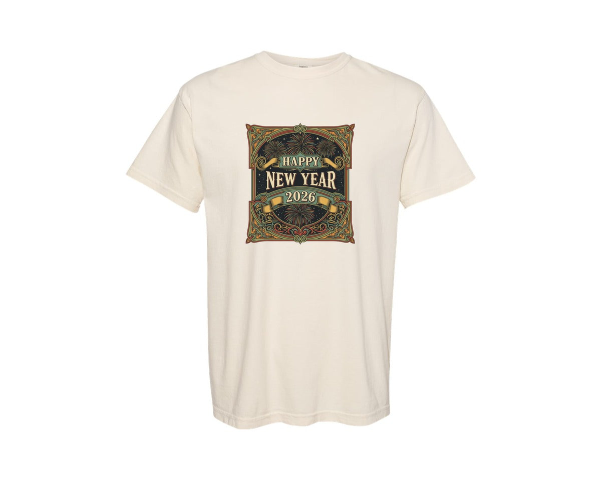 brand:Comfort Colors|color:Ivory|Happy New Year 2026 10 Graphic T-Shirt