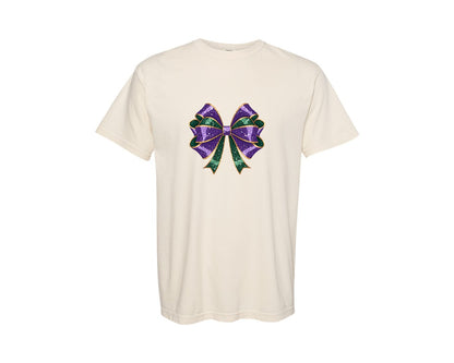 brand:Comfort Colors|color:Ivory|Mardi Gras Coquette Bow Mardi Gras 4 Graphic T-Shirt