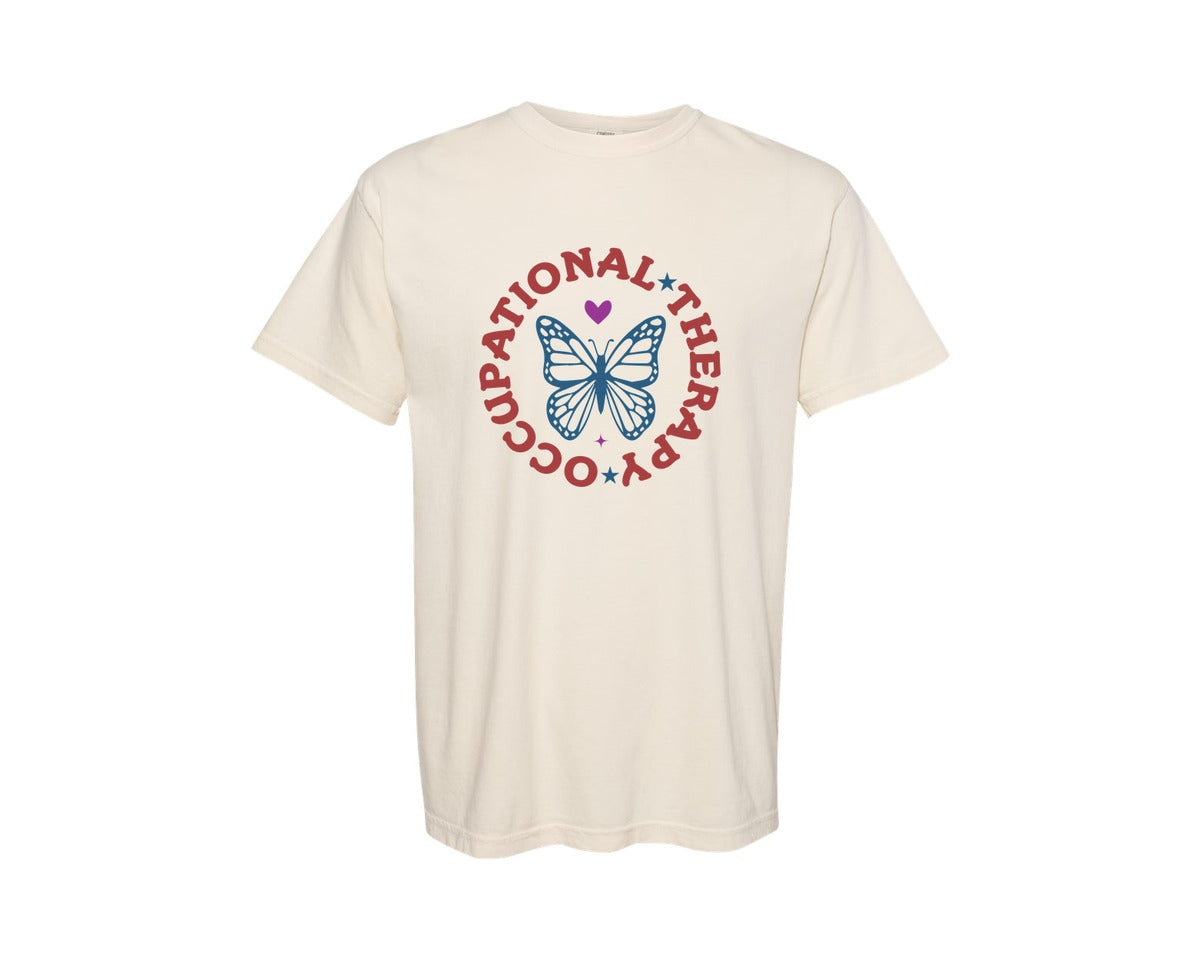 brand:Comfort Colors|color:Ivory|Occupational Therapy Butterfly Quote Graphic T-Shirt