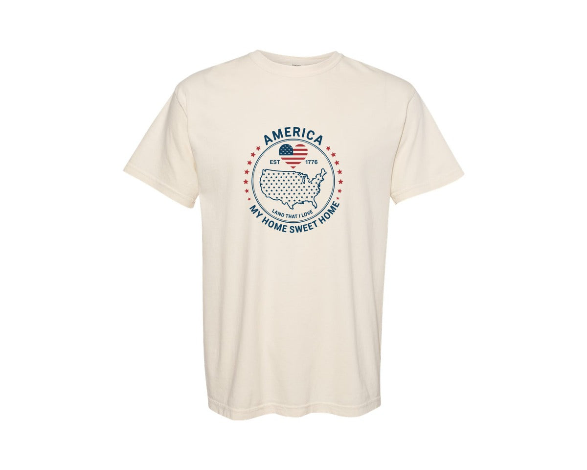 brand:Comfort Colors|color:Ivory|America Land That I Love My Home Usa Graphic T-Shirt