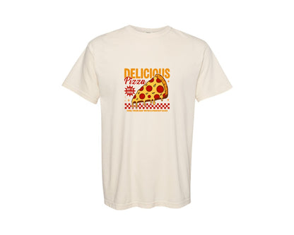 brand:Comfort Colors|color:Ivory|Retro Cartoon Pizza Urban T Shirt Design Graphic T-Shirt