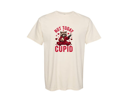 brand:Comfort Colors|color:Ivory|Not Today Cupid Raccoon Valentine 6 Graphic T-Shirt
