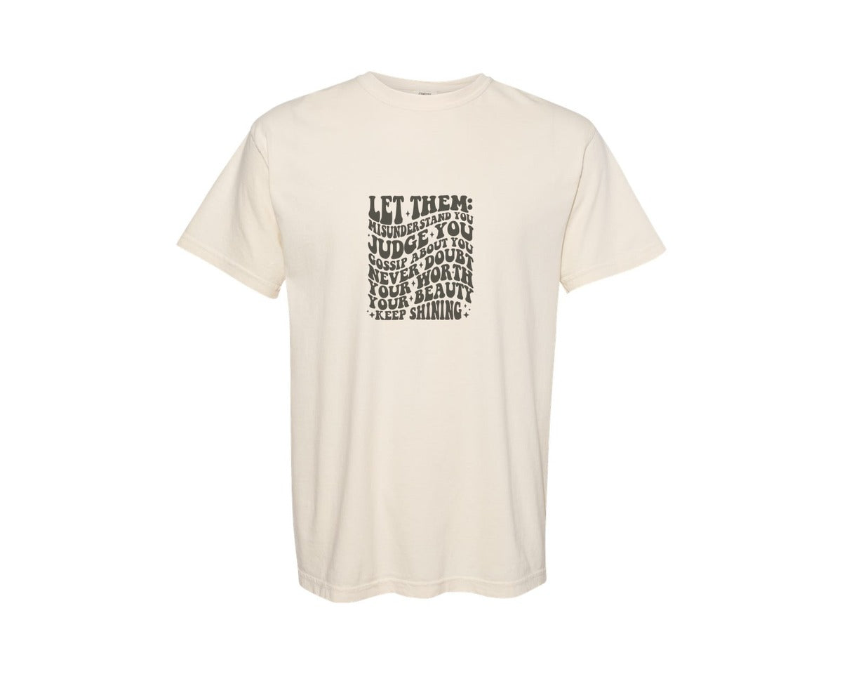 brand:Comfort Colors|color:Ivory|Let Them Retro Wavy Font Graphic T-Shirt