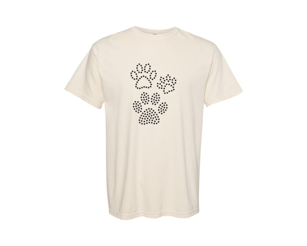 brand:Comfort Colors|color:Ivory|Rhinestone Template Design Dog Tracks Graphic T-Shirt