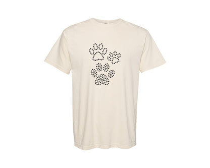 brand:Comfort Colors|color:Ivory|Rhinestone Template Design Dog Tracks Graphic T-Shirt