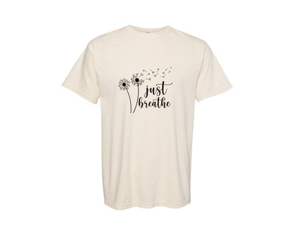 brand:Comfort Colors|color:Ivory|Just Breathe Dandelion 10 Graphic T-Shirt