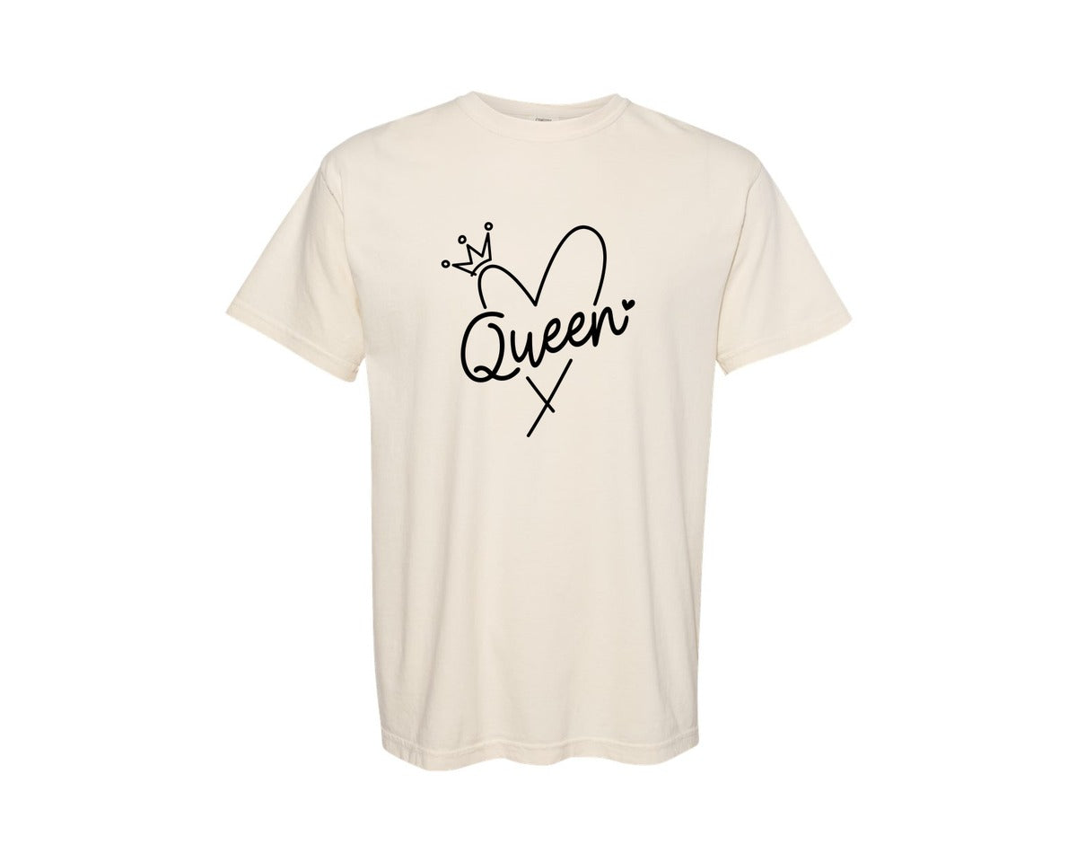 brand:Comfort Colors|color:Ivory|Queen Crown Heart Graphic T-Shirt