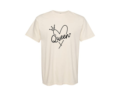brand:Comfort Colors|color:Ivory|Queen Crown Heart Graphic T-Shirt