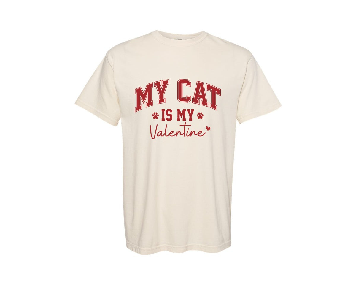 brand:Comfort Colors|color:Ivory|My Cat Is My Valentine Valentines 3 Graphic T-Shirt