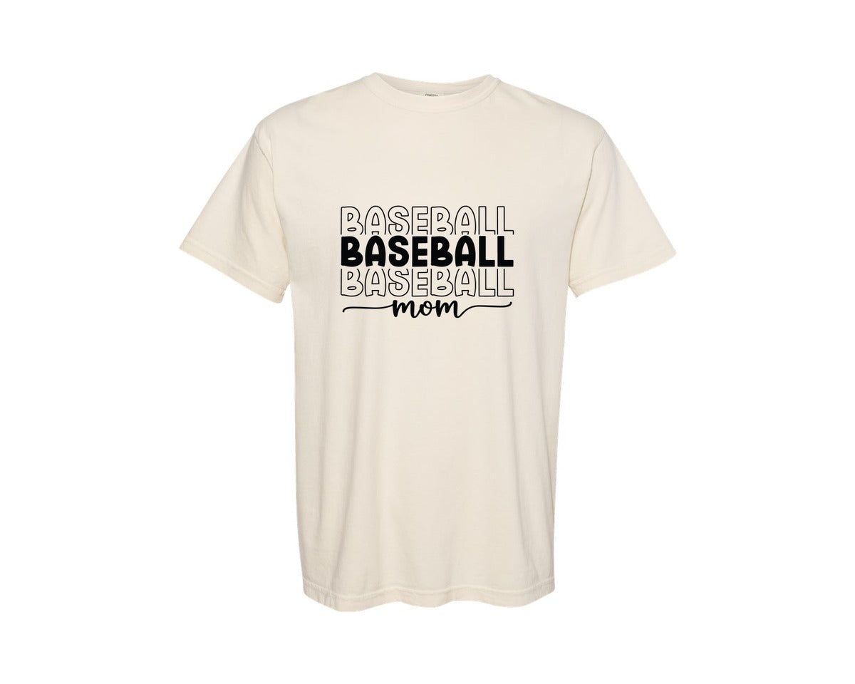 brand:Comfort Colors|color:Ivory|Baseball Mom Baseball Mom 3 Graphic T-Shirt