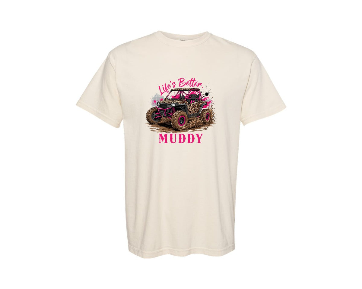 brand:Comfort Colors|color:Ivory|Leopard Mudding Side By Side Girly Graphic T-Shirt