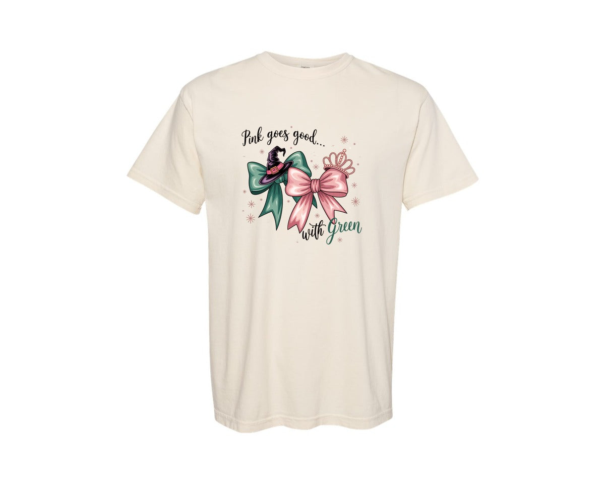 brand:Comfort Colors|color:Ivory|Pink Goes Good With Green 4 Graphic T-Shirt