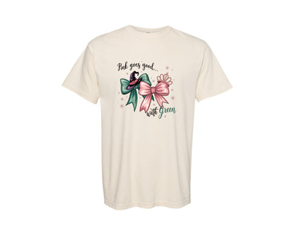 brand:Comfort Colors|color:Ivory|Pink Goes Good With Green 4 Graphic T-Shirt