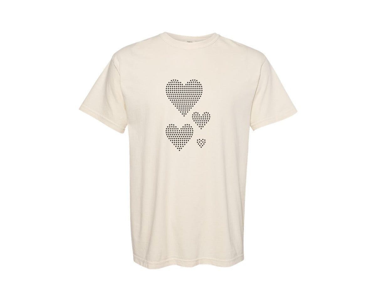 brand:Comfort Colors|color:Ivory|Rhinestone Template Design Hearts 004 Graphic T-Shirt