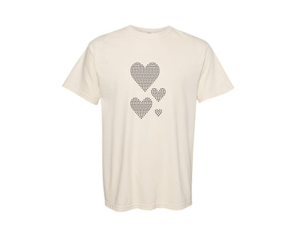 brand:Comfort Colors|color:Ivory|Rhinestone Template Design Hearts 004 Graphic T-Shirt