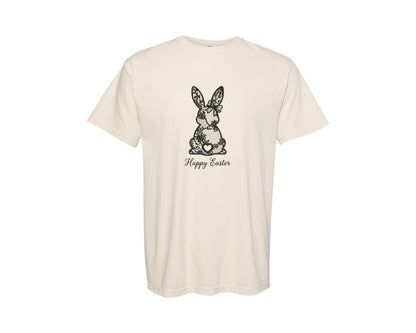 brand:Comfort Colors|color:Ivory|Elegant Lace Easter Bunny Graphic T-Shirt