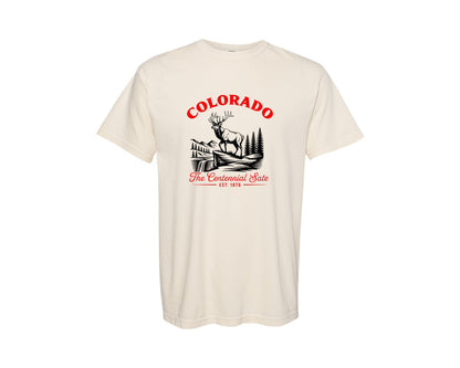 brand:Comfort Colors|color:Ivory|Colorado The Centennial State T Shirt 3 Graphic T-Shirt